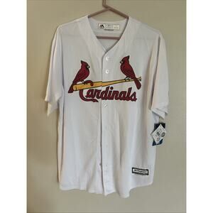 St. Louis Cardinals Majestic MLB Stitched Home Jersey White ‘Birds On Bat’ L New